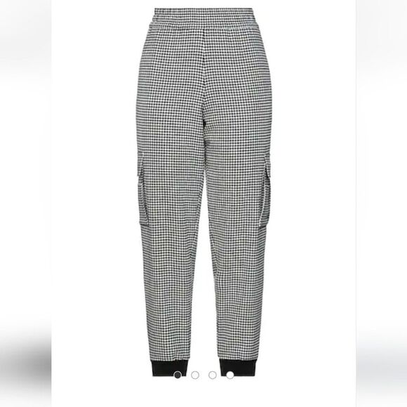 Alice + Olivia Houndstooth Tapered Cargo Pockets Elastic Waist Pants L (21) - Picture 2 of 12